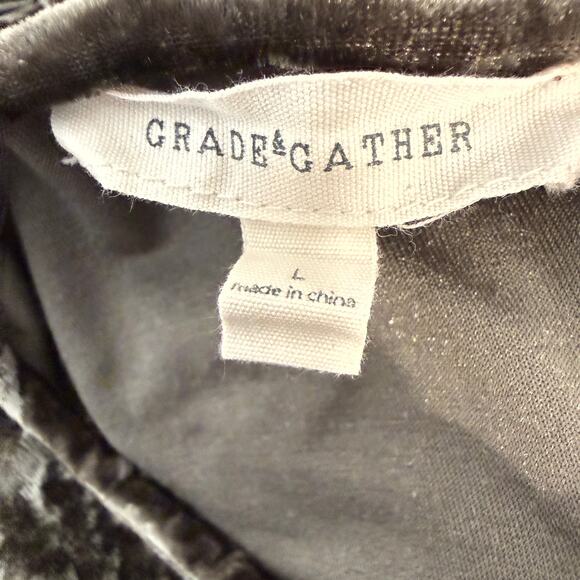 Grade & Gather Crushed Velvet Tunic Dress | Sage Green Boho Pocketed | Large - Picture 4 of 7